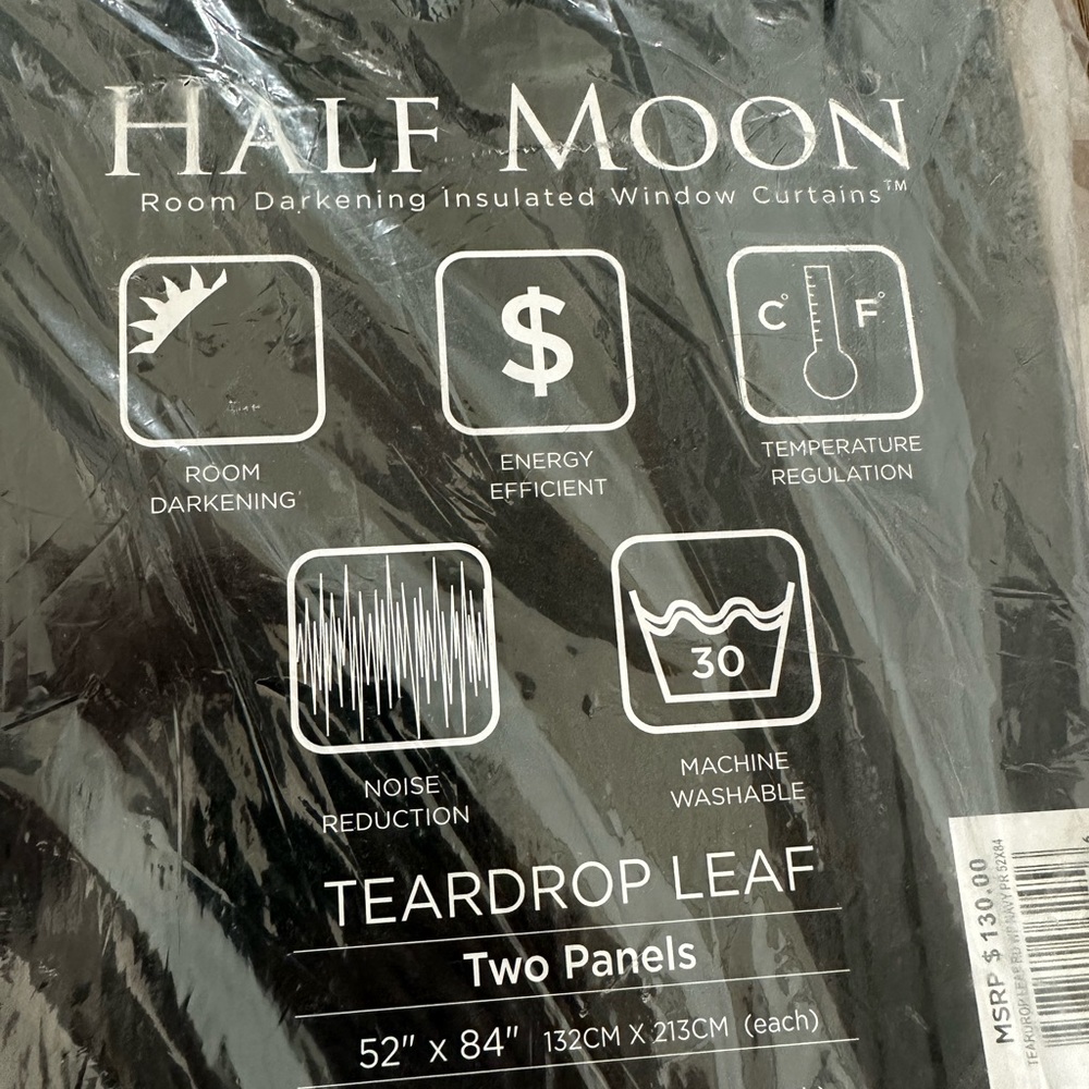 Lush Decor Teardrop Leaf Navy 52” x 84” Room Darkening Curtain Panel Set - Picture 4 of 4